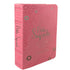 Bíblia Sagrada ARC, capa PU luxo floral rosa com baixo relevo, letra hipergigante e Harpa Avivada e Corinhos — Plenitude.