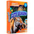 Livro Pequenos Exploradores, Gatos Selvagens, capa laranja com tigre e miniaturas de animais. — Plenitude