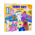 Livro de Colorir Sunny Days com capa ilustrada de animais fofos na praia. — Plenitude