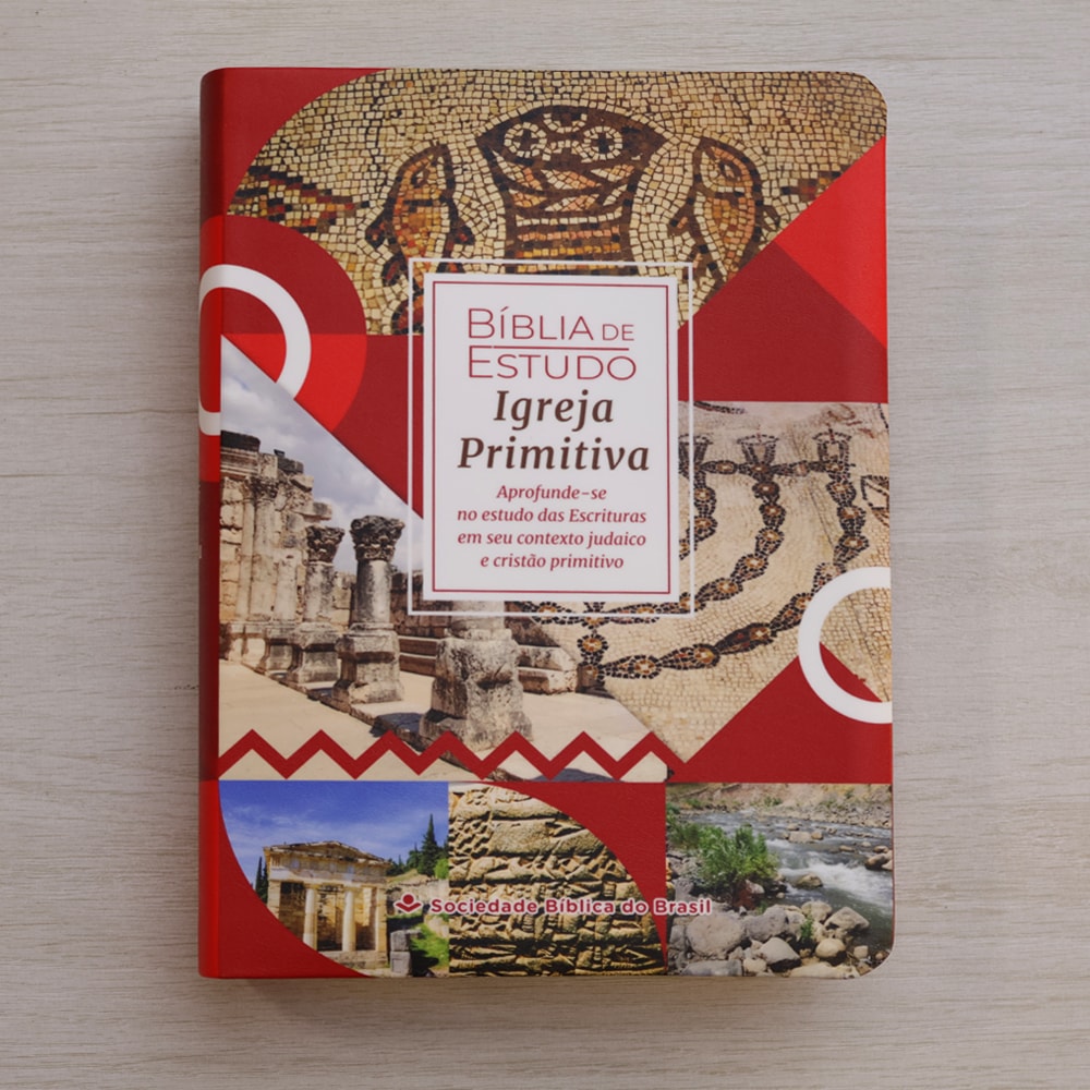Bíblia de Estudo Igreja Primitiva | NAA | Capa Luxo Vermelha