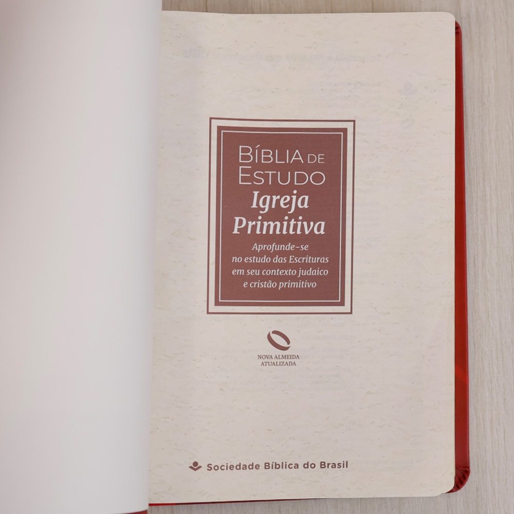 Bíblia de Estudo Igreja Primitiva | NAA | Capa Luxo Vermelha