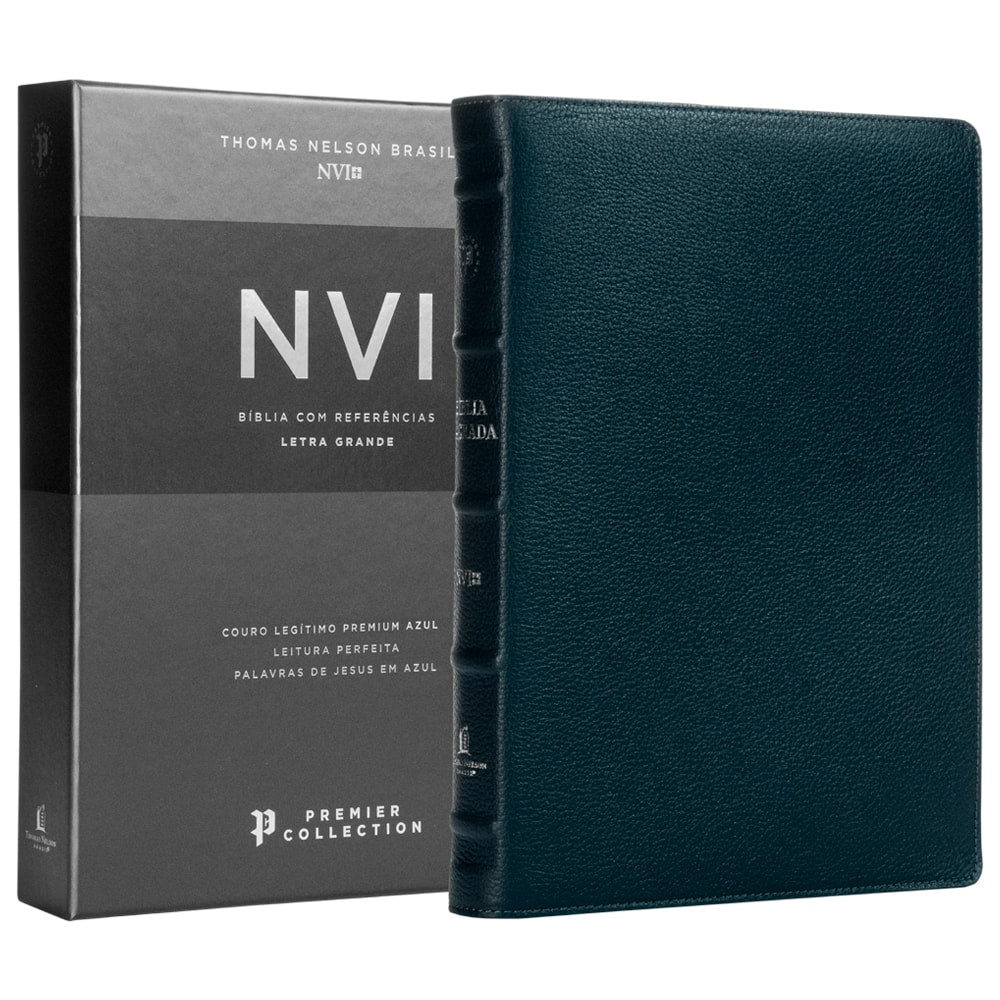 Bíblia Sagrada | NVI | Premier Collection | Capa Couro Luxo Azul