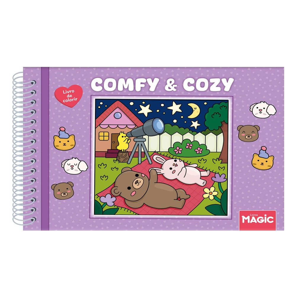 Comfy e Cozy | Livro de Colorir | Capa Dura Lilás