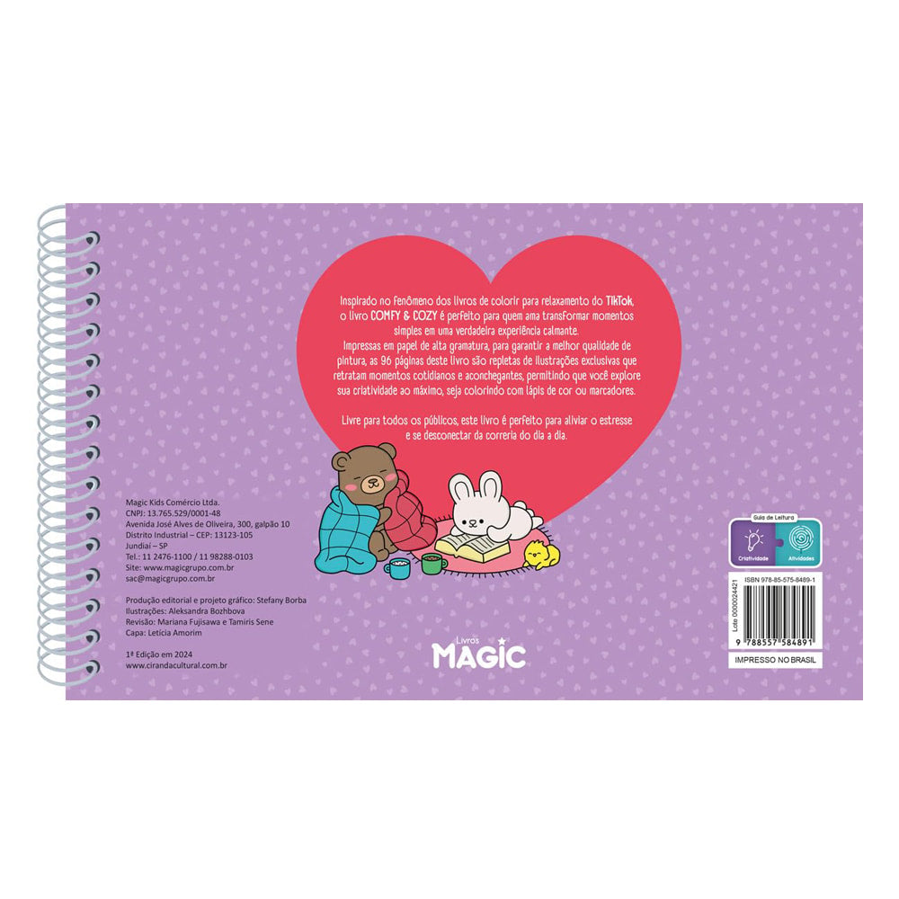Comfy e Cozy | Livro de Colorir | Capa Dura Lilás