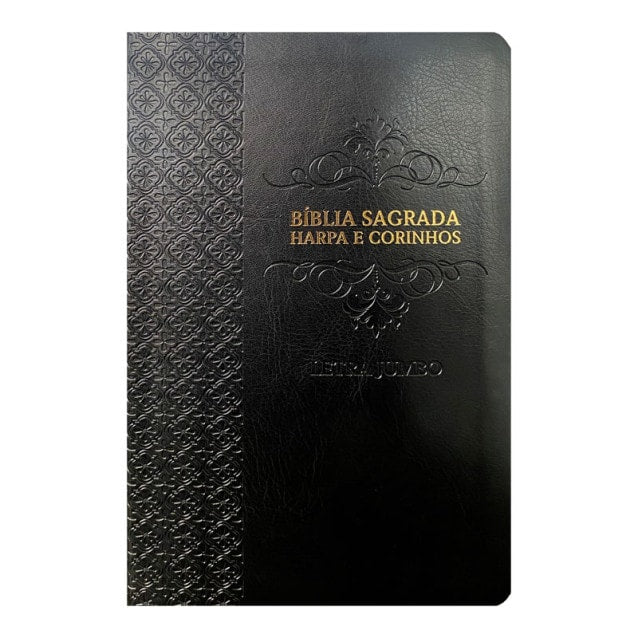 Bíblia Sagrada Letra Jumbo | ARC | Harpa Avivada e Corinhos | Capa Luxo Arabesco Preta