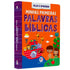 Livro infantil "Veja e Aprenda | Minhas Primeiras Palavras Bíblicas", capa dura laranja com arca de Noé e personagens bíblicos. — Plenitude