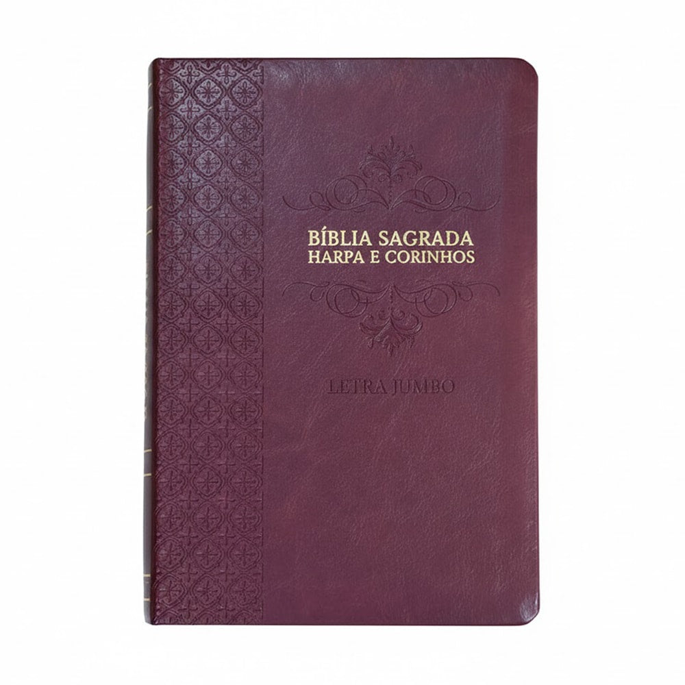 Bíblia Sagrada | Letra Jumbo | ARC | Harpa Avivada e Corinhos | Capa PU Luxo Arabesco Bordo
