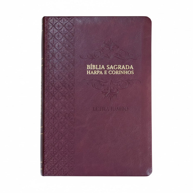 Bíblia Sagrada | Letra Jumbo | ARC | Harpa Avivada e Corinhos | Capa PU Luxo Arabesco Bordo