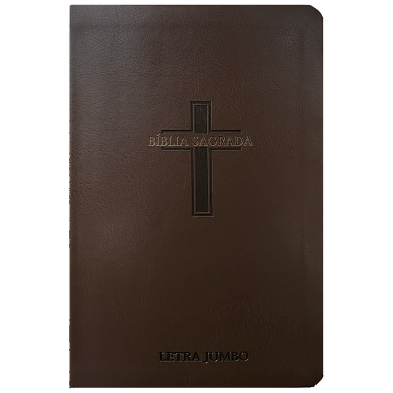 Bíblia Sagrada | Letra Jumbo | ARC | Harpa Avivada e Corinhos | Capa PU Luxo Cruz Marrom