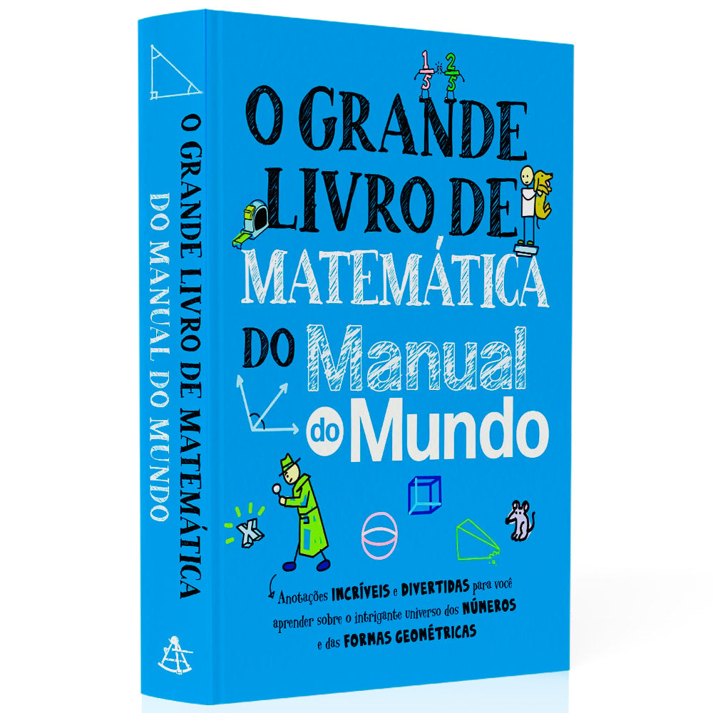 Livro de capa dura, "O Grande Livro de Matemática do Manual do Mundo", azul com ilustrações. — Plenitude