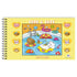 Livro de Colorir Cute and Cozy, capa amarela com espiral, com capivara, urso e coelho boiando em uma piscina. — Plenitude