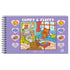 Livro de Colorir Comfy and Fluffy, capa roxa com espiral, com bicho-preguiça, urso e filhote de urso na sala. — Plenitude