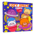 Livro de Colorir Cozy Space, capa azul-escuro com ursos e planetas no espaço. — Plenitude