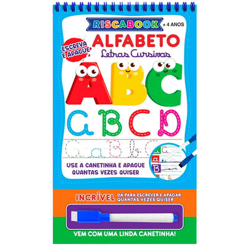 Riscabook | Alfabeto | Letras Cursivas | Escreva e Apague