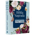 Bíblia Sagrada Harpa Avivada e Corinhos, ARC, letra jumbo, capa dura azul floral. — Plenitude