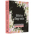 Bíblia Sagrada ARC Letra Jumbo, capa dura preta com flores e detalhes em rosa, Harpa Avivada e Corinhos. — Plenitude