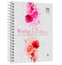 Bíblia Interativa King James, capa espiral com flores em tons de rosa e laranja. — Plenitude