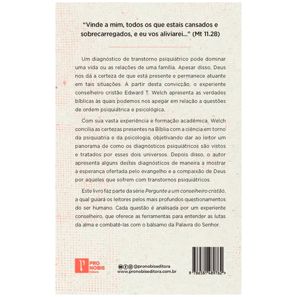Recebi Um Diagnostico Psiquiátrico | Edward T. Welch
