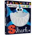 Livro infantil Never Touch an Animal ABC, S Is For Shark, capa dura azul com tubarão sorridente e textura tátil. — Plenitude