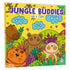 Livro de Colorir Jungle Buddies, capa amarela com tigre, urso e veado na selva. — Plenitude