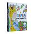 Livro Pop-Up Safári em Movimento, capa colorida com girafa, macaco, panda e outros animais do safári. — Plenitude