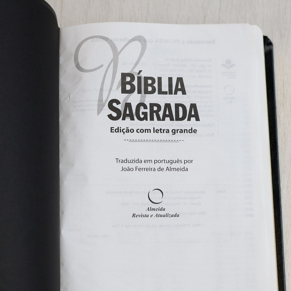 Bíblia Sagrada Sola Scriptura | ARA | Letra Grande | Capa Couro Soft Preta