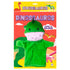 Livro de Colorir Dinossauros com Fantoche, capa vermelha com dinossauros e fantoche verde. — Plenitude