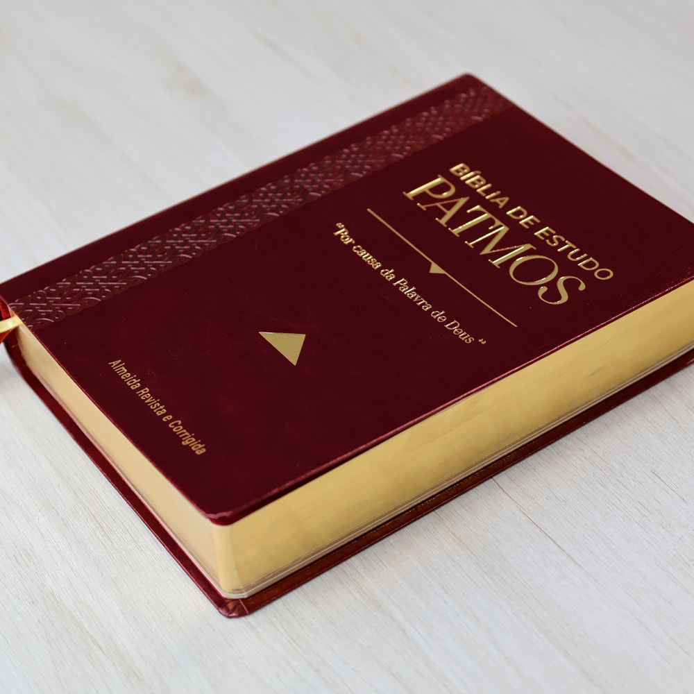 Bíblia de Estudo Patmos | ARC | Luxo Vinho