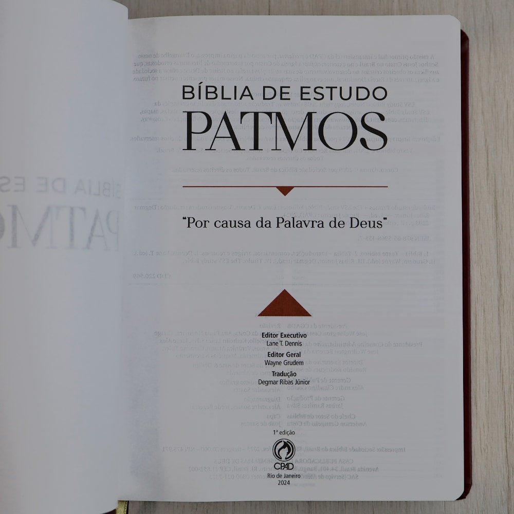 Bíblia de Estudo Patmos | ARC | Luxo Vinho