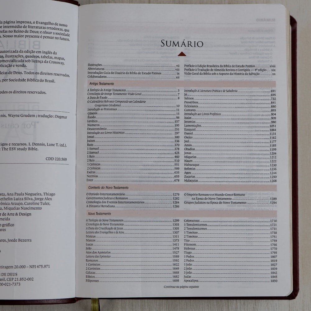 Bíblia de Estudo Patmos | ARC | Luxo Vinho
