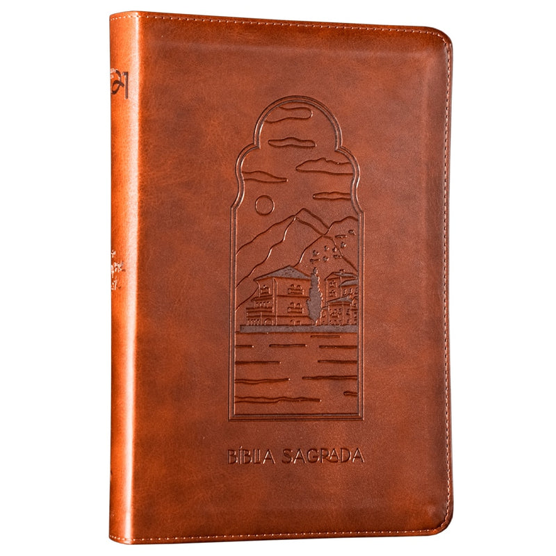 Bíblia The Purpose Book | A21 | Capa Couro Soft Marrom Paisagem