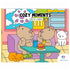 Livro de colorir Cozy Moments, capa amarela com ilustrações de capivaras em um café. — Plenitude