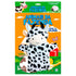 Livro de Colorir Animais da Fazenda com fantoche de vaca malhada em embalagem laranja. — Plenitude