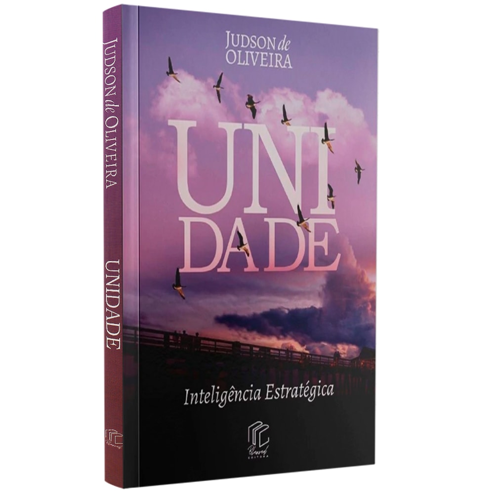 Livro Unidade, de Judson de Oliveira, capa roxa com paisagem e pássaros voando. — Plenitude