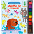 Livro de colorir Colorindo Com os Dedinhos Animais de Estimação, capa azul com ilustrações de animais e tinta. — Plenitude