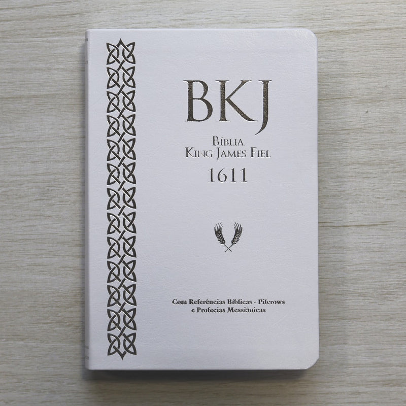 Bíblia King James Fiel 1611 | Concordância e Pilcrows | Capa Luxo Branca