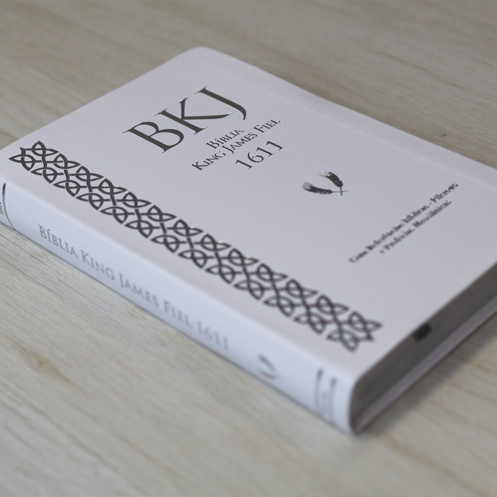 Bíblia King James Fiel 1611 | Concordância e Pilcrows | Capa Luxo Branca