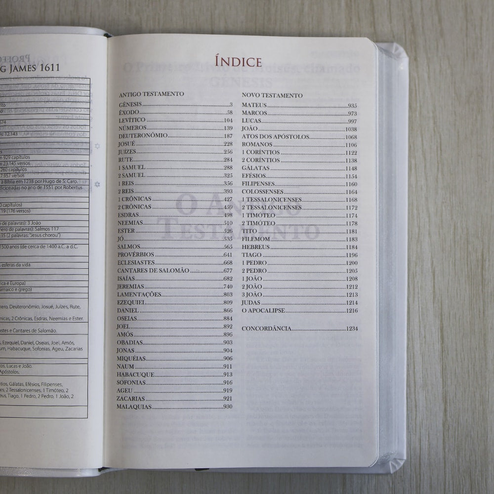 Bíblia King James Fiel 1611 | Concordância e Pilcrows | Capa Luxo Branca