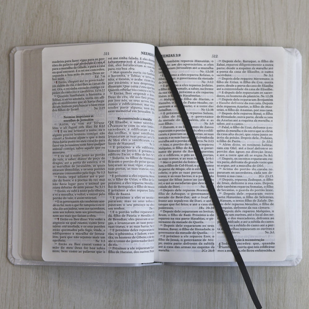 Bíblia King James Fiel 1611 | Concordância e Pilcrows | Capa Luxo Branca