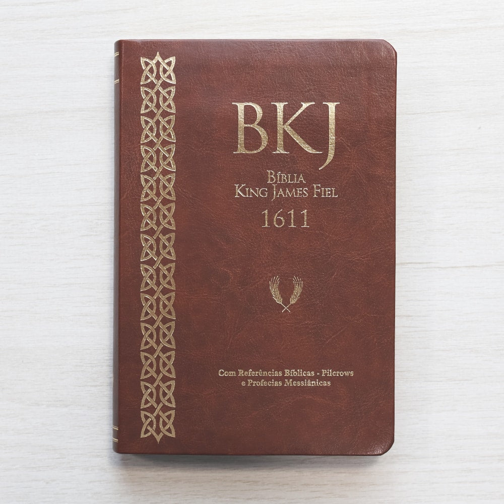 Bíblia King James Fiel 1611 | Concordância e Pilcrows | Capa Luxo Marrom