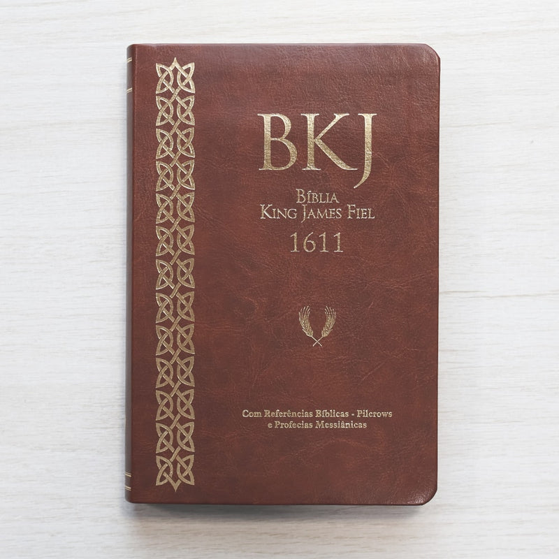 Bíblia King James Fiel 1611 | Concordância e Pilcrows | Capa Luxo Marrom