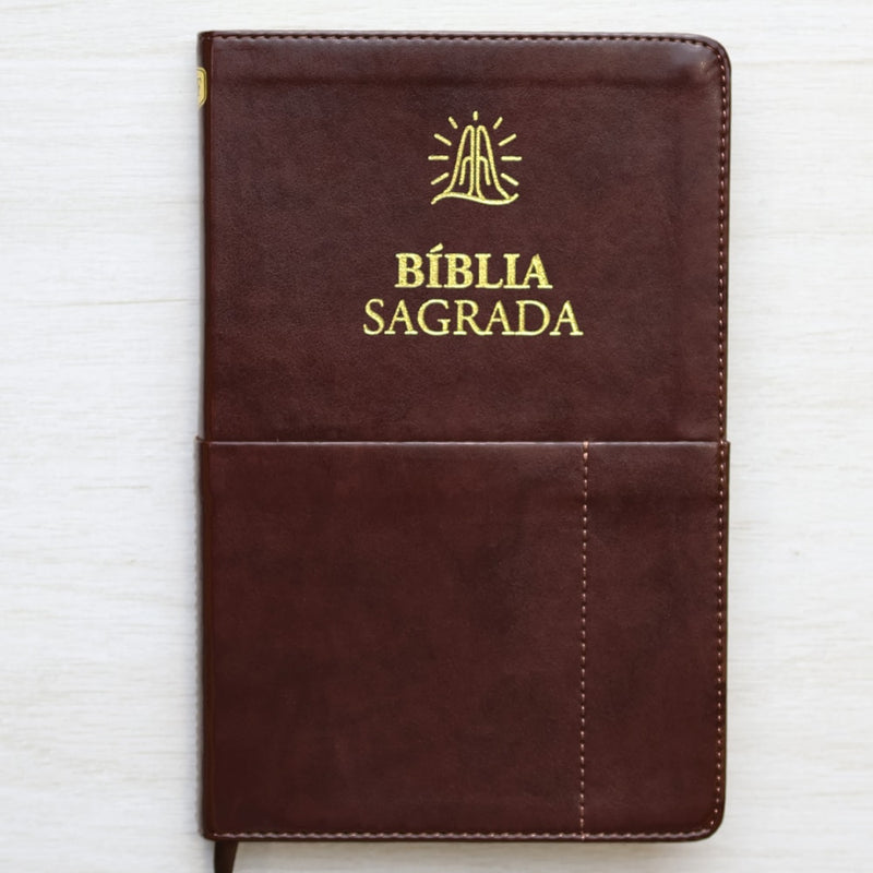 Bíblia Sagrada Slim | ACF | Luxo Marrom | Com Bolso