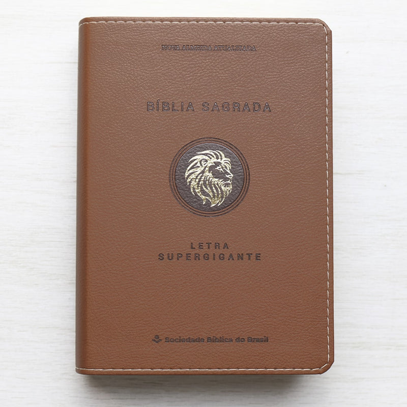 Bíblia Sagrada | Letra Supergigante |  NAA | Capa Marrom Leão