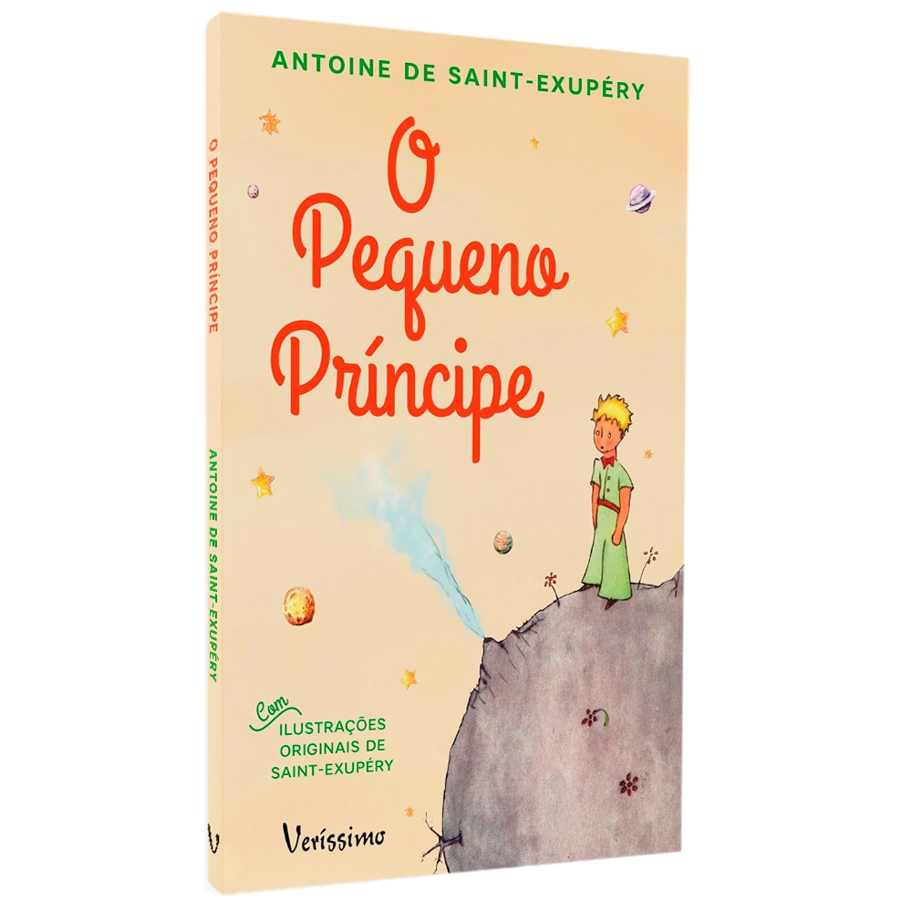 Livro O Pequeno Príncipe de Antoine de Saint-Exupéry, capa laranja pastel com o Pequeno Príncipe. — Plenitude