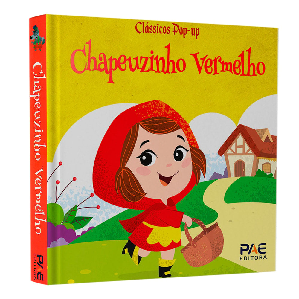 Livro pop-up "Clássicos Pop-up Chapeuzinho Vermelho", capa amarela com Chapeuzinho Vermelho. — Plenitude