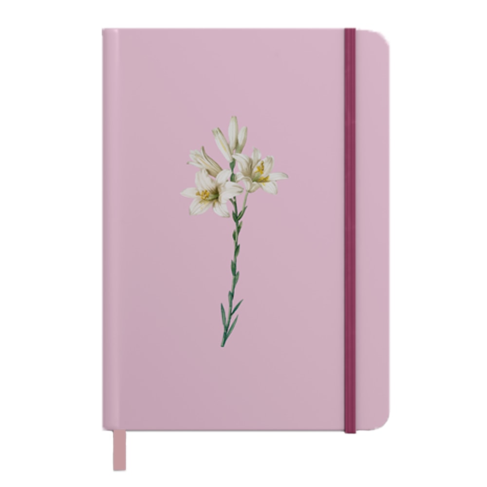 Caderno Moleskine Rosa | Com Pauta | Capa Lírios