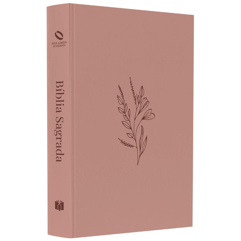 Bíblia Sagrada Flor Minimalista Marrom | NAA | Letra Normal | Capa Ilustrada