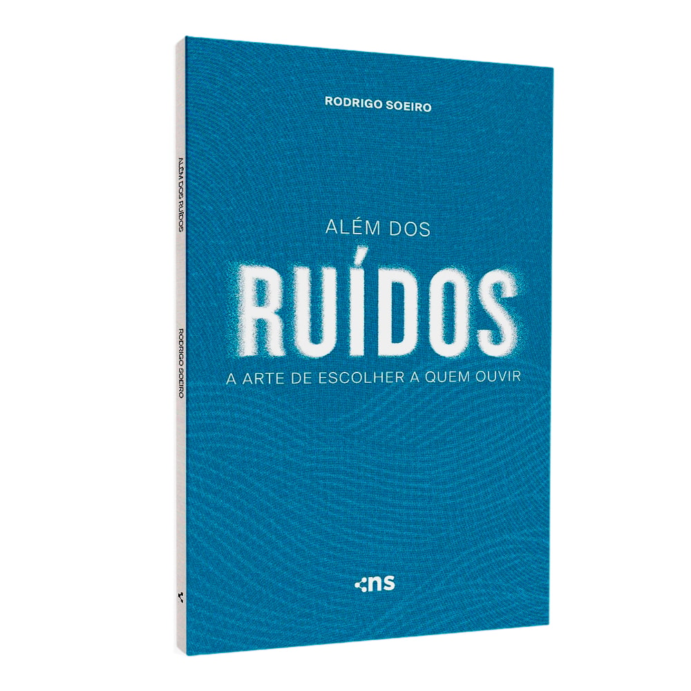 Livro "Além dos Ruídos" de Rodrigo Soeiro, capa azul texturizada com título em branco e azul. — Plenitude