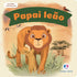 Livro infantil "Papai leão" com capa ilustrada de leão pai e filhote em paisagem africana. — Plenitude