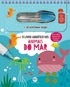 Livro aquático O livro aquático dos animais do mar, capa azul com animais marinhos e caneta. — Plenitude